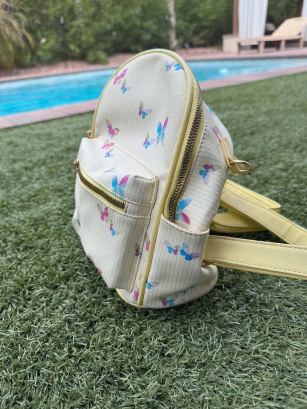 Like Dreams LD Women's Mini Backpack Yellow Butterfly PVC Adjustable Strap